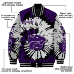 personalized kansas state wildcats burst splatter purple varsity jacket best selling