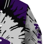 personalized kansas state wildcats burst splatter purple varsity jacket best selling