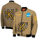 personalized kennesaw state owls claw effect beige bomber jacket best selling