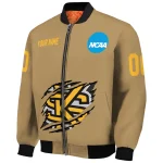 personalized kennesaw state owls claw effect beige bomber jacket best selling