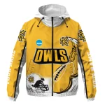 personalized kennesaw state owls football flame gold white windbreaker jacket best selling