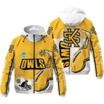 personalized kennesaw state owls football flame gold white windbreaker jacket best selling