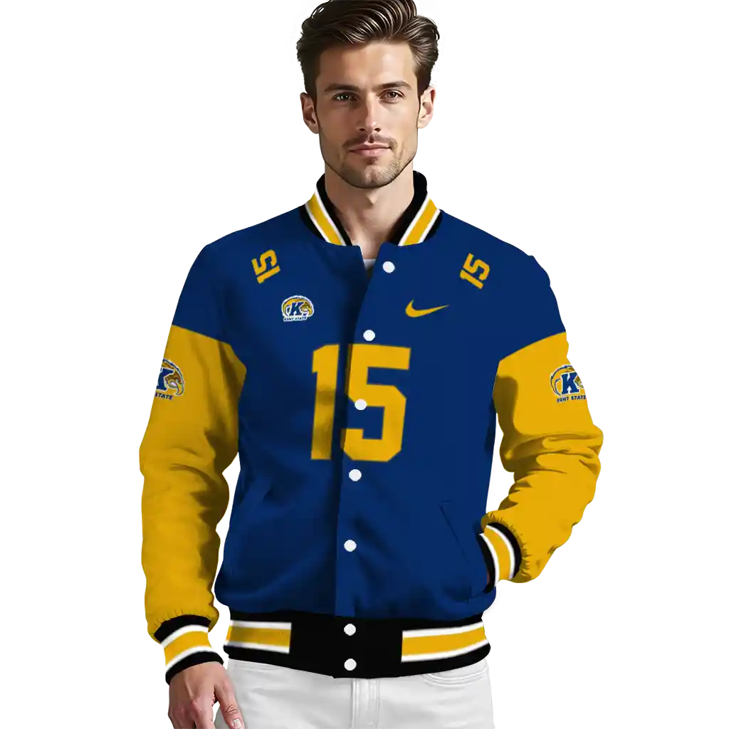 personalized kent state golden flashes team patch navy blue varsity jacket high quality personalized kent state golden flashes team patch navy blue varsity jacket high quality