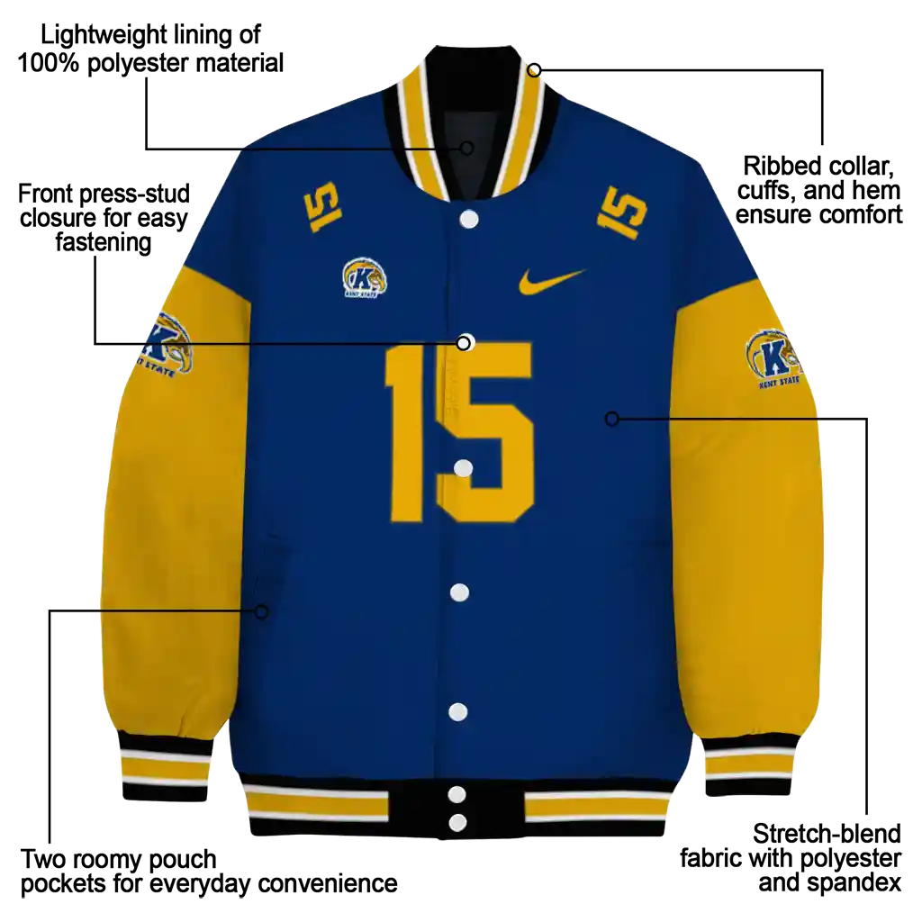 personalized kent state golden flashes team patch navy blue varsity jacket new arrival personalized kent state golden flashes team patch navy blue varsity jacket new arrival