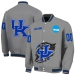 personalized kentucky wildcats feral slash grey varsity jacket best selling