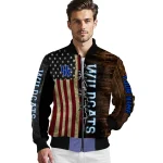 personalized kentucky wildcats flag wood brown bomber jacket best selling