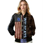 personalized kentucky wildcats flag wood brown bomber jacket best selling