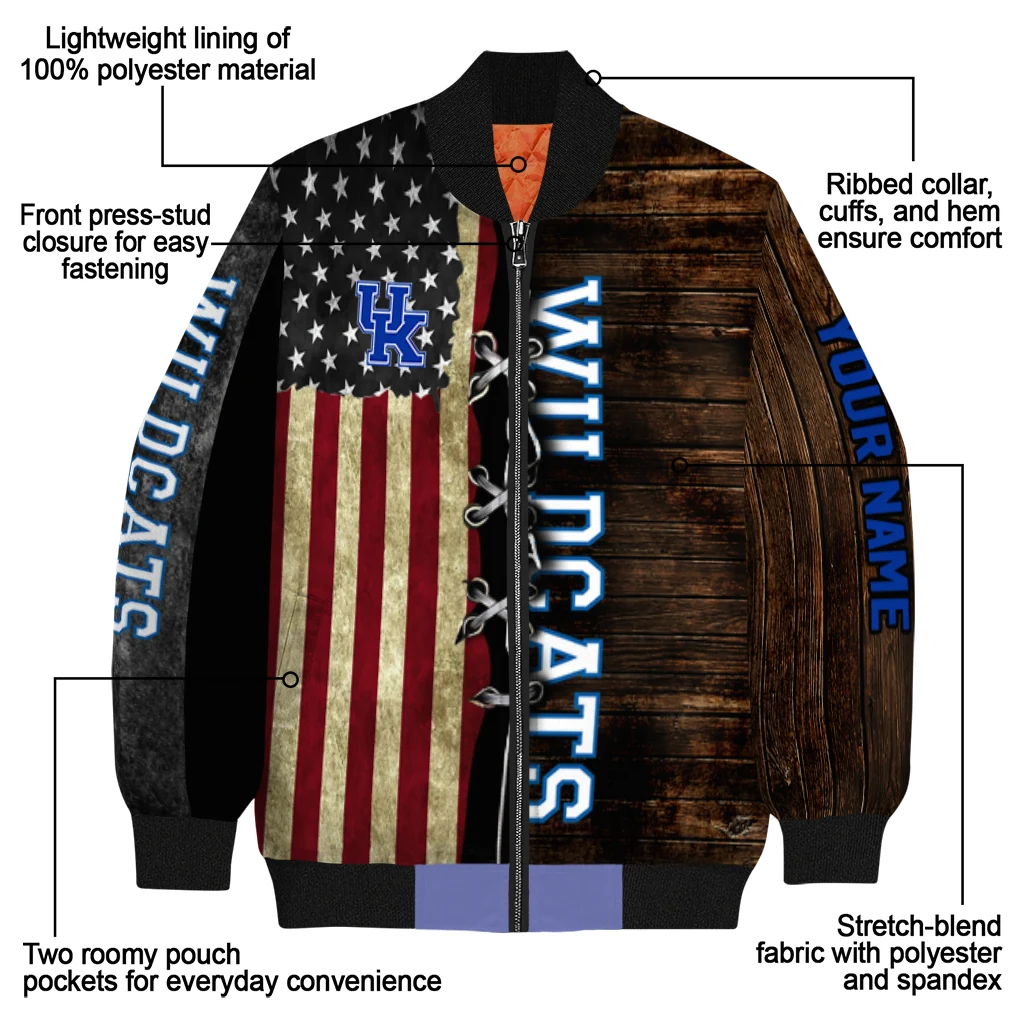personalized kentucky wildcats flag wood brown bomber jacket new arrival personalized kentucky wildcats flag wood brown bomber jacket new arrival