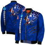 personalized kentucky wildcats usa flag claws blue bomber jacket best selling