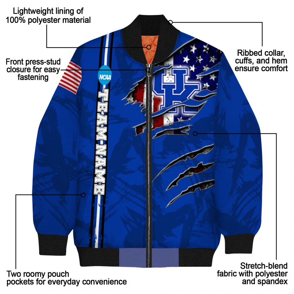 personalized kentucky wildcats usa flag claws blue bomber jacket new arrival personalized kentucky wildcats usa flag claws blue bomber jacket new arrival