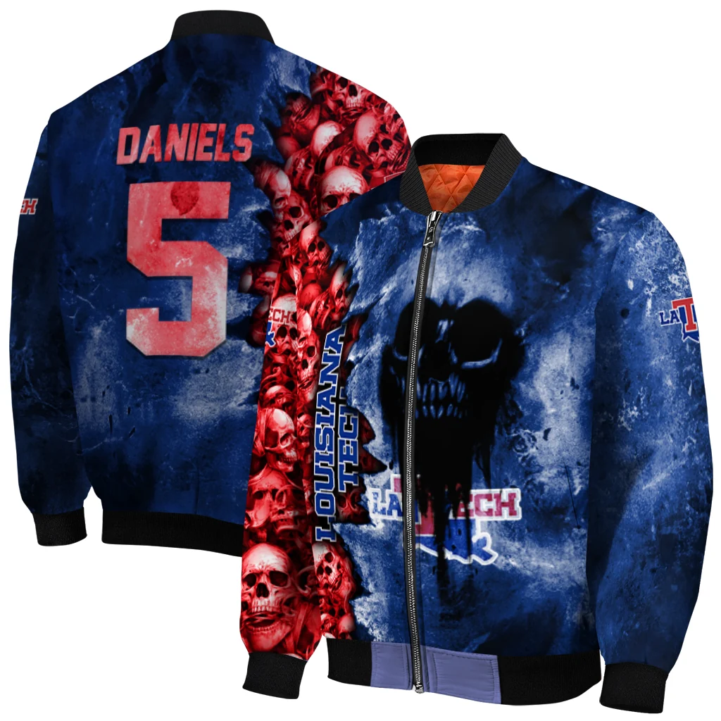 personalized la tech skull cluster blue bomber jacket best selling personalized la tech skull cluster blue bomber jacket best selling