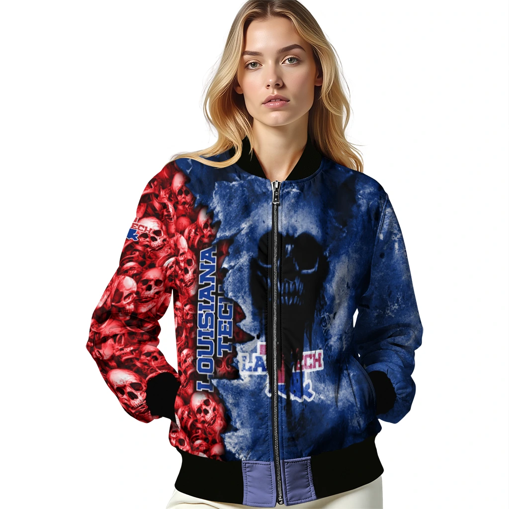 personalized la tech skull cluster blue bomber jacket latest model personalized la tech skull cluster blue bomber jacket latest model