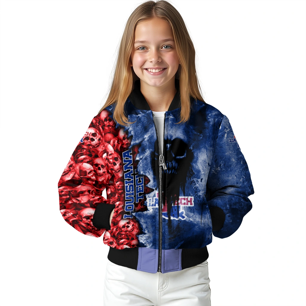 personalized la tech skull cluster blue bomber jacket top rated personalized la tech skull cluster blue bomber jacket top rated