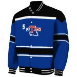 personalized la tech stripe statement blue black varsity jacket best selling