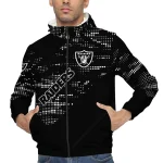 personalized las vegas raiders arrow matrix black windbreaker jacket best selling
