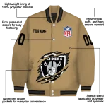 personalized las vegas raiders claw tear beige varsity jacket best selling