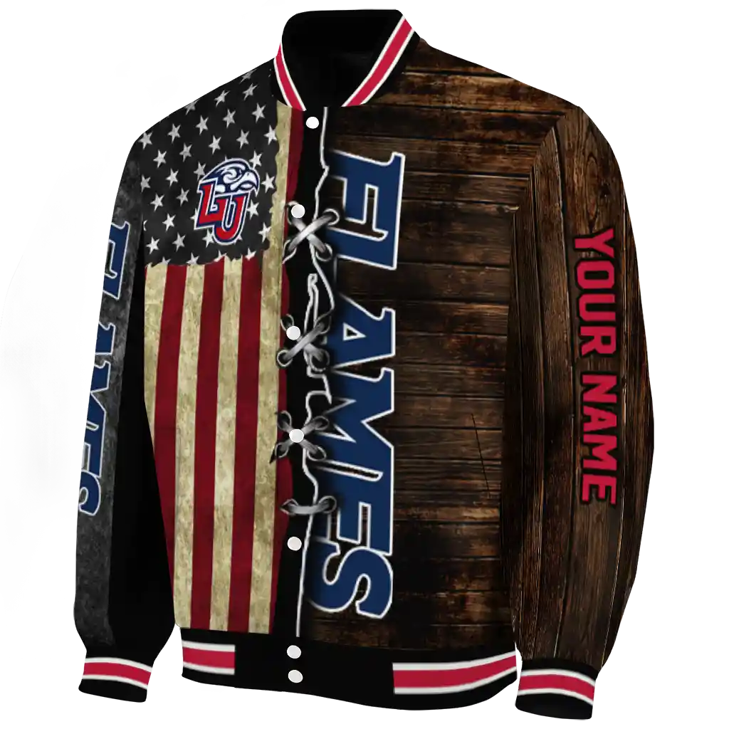 personalized liberty flames flag wood brown varsity jacket best selling personalized liberty flames flag wood brown varsity jacket best selling
