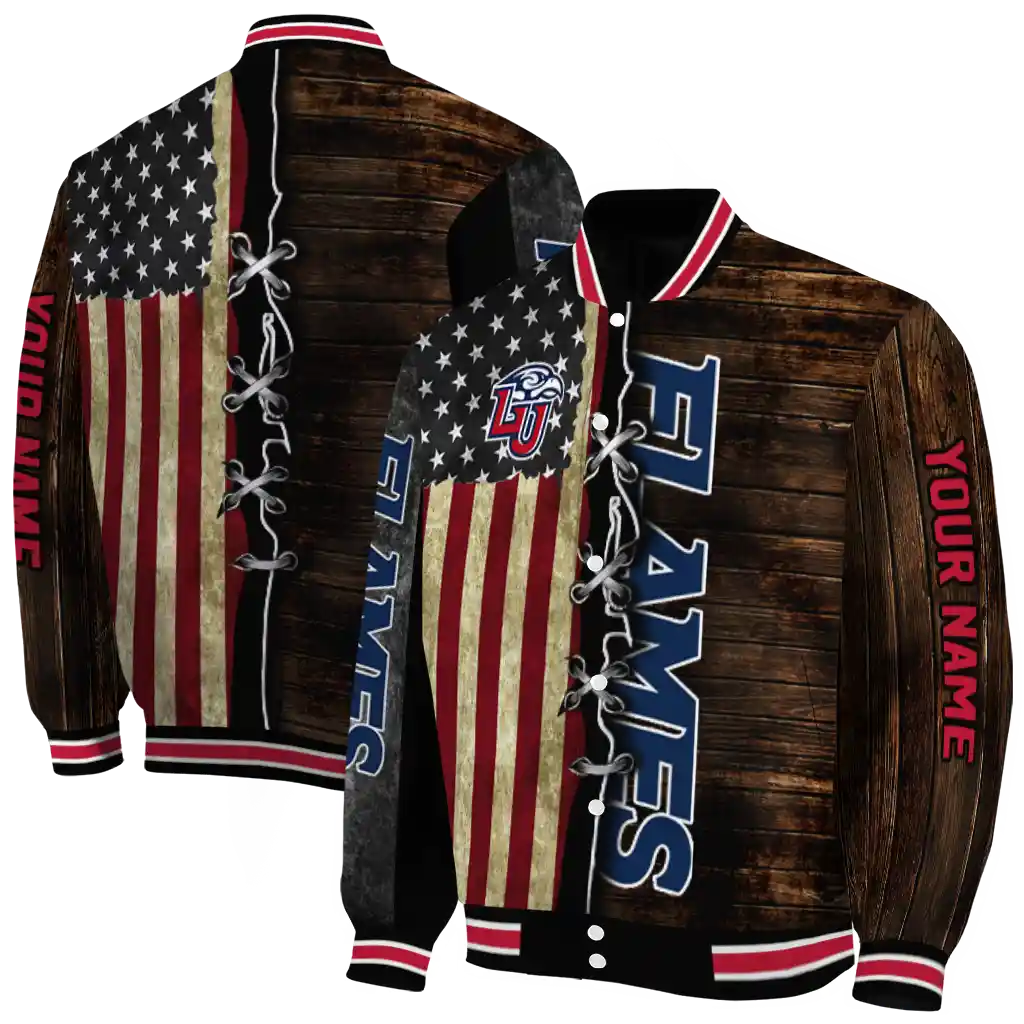 personalized liberty flames flag wood brown varsity jacket fashion forward personalized liberty flames flag wood brown varsity jacket fashion forward
