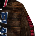 personalized liberty flames flag wood brown varsity jacket best selling