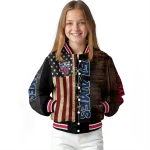 personalized liberty flames flag wood brown varsity jacket best selling