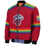 personalized liberty flames rainbow jersey number red bomber jacket best selling