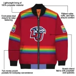 personalized liberty flames rainbow jersey number red bomber jacket best selling