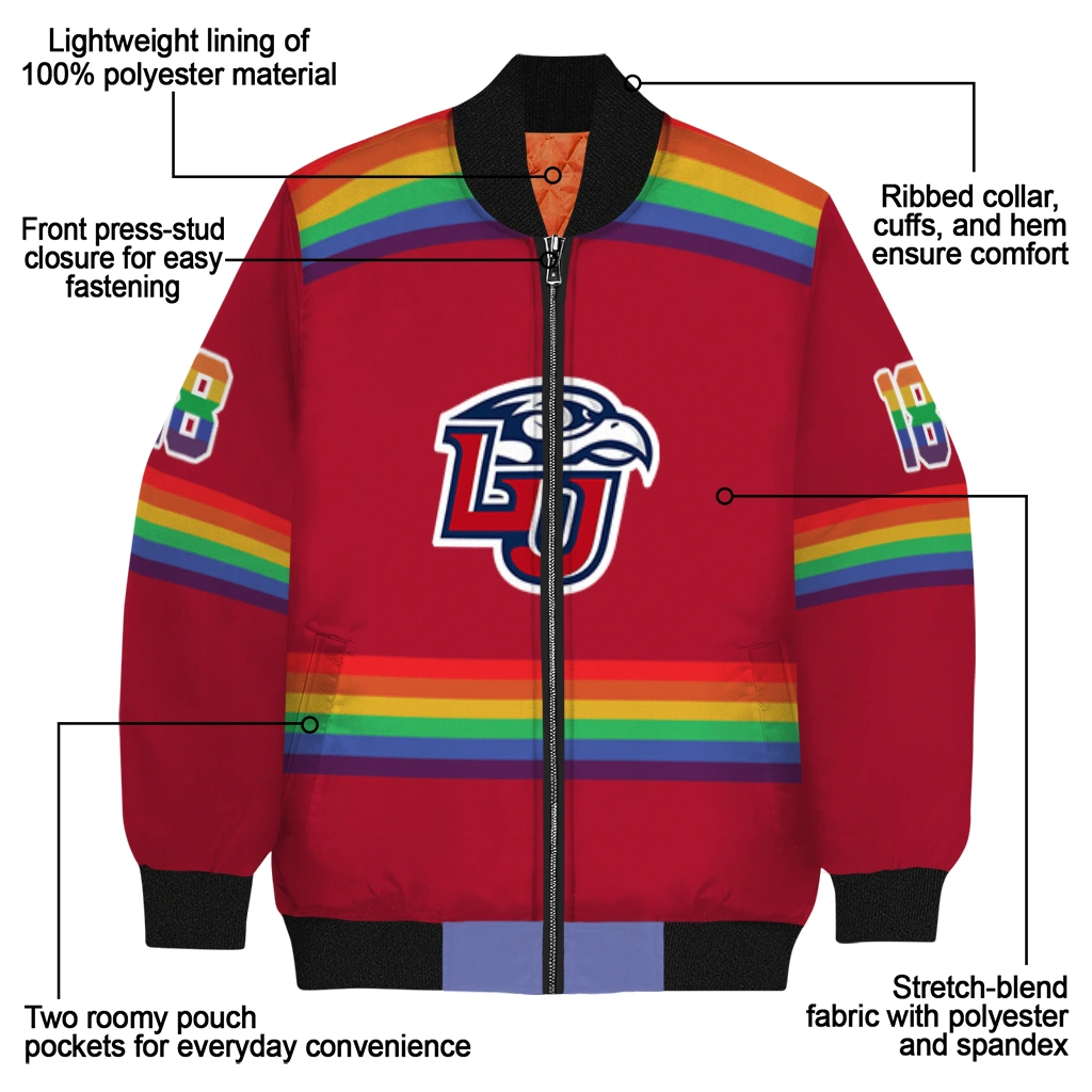 personalized liberty flames rainbow jersey number red bomber jacket new arrival personalized liberty flames rainbow jersey number red bomber jacket new arrival