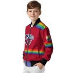 personalized liberty flames rainbow jersey number red bomber jacket best selling