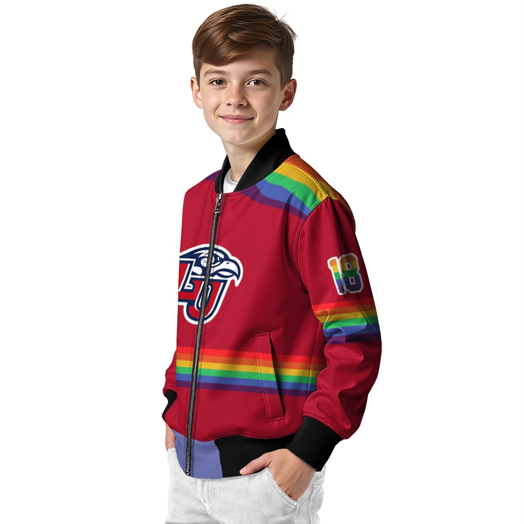 personalized liberty flames rainbow jersey number red bomber jacket trendy personalized liberty flames rainbow jersey number red bomber jacket trendy