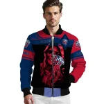personalized liberty flames reaper hands red black bomber jacket best selling