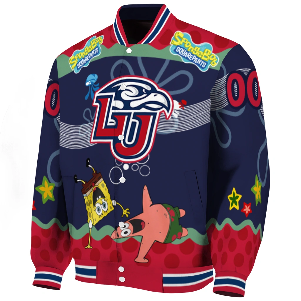 personalized liberty flames spongebob playtime red blue varsity jacket best selling personalized liberty flames spongebob playtime red blue varsity jacket best selling
