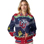 personalized liberty flames spongebob playtime red blue varsity jacket best selling