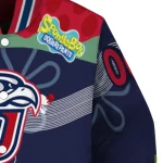 personalized liberty flames spongebob playtime red blue varsity jacket best selling
