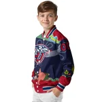 personalized liberty flames spongebob playtime red blue varsity jacket best selling