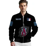 personalized los angeles angels claw fragment black bomber jacket best selling