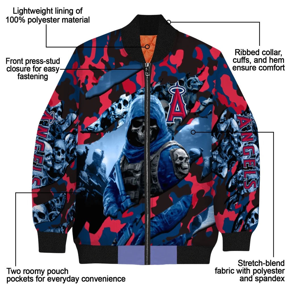personalized los angeles angels skull horde blue bomber jacket new arrival personalized los angeles angels skull horde blue bomber jacket new arrival