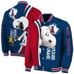 personalized los angeles angels snoopy head blue varsity jacket best selling