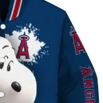 personalized los angeles angels snoopy head blue varsity jacket best selling
