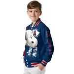personalized los angeles angels snoopy head blue varsity jacket best selling