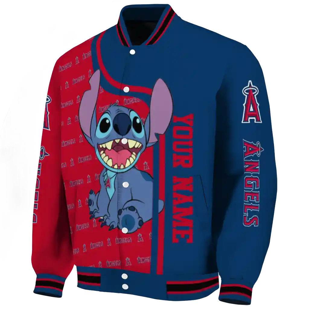 personalized los angeles angels stitch laughing blue varsity jacket best selling personalized los angeles angels stitch laughing blue varsity jacket best selling