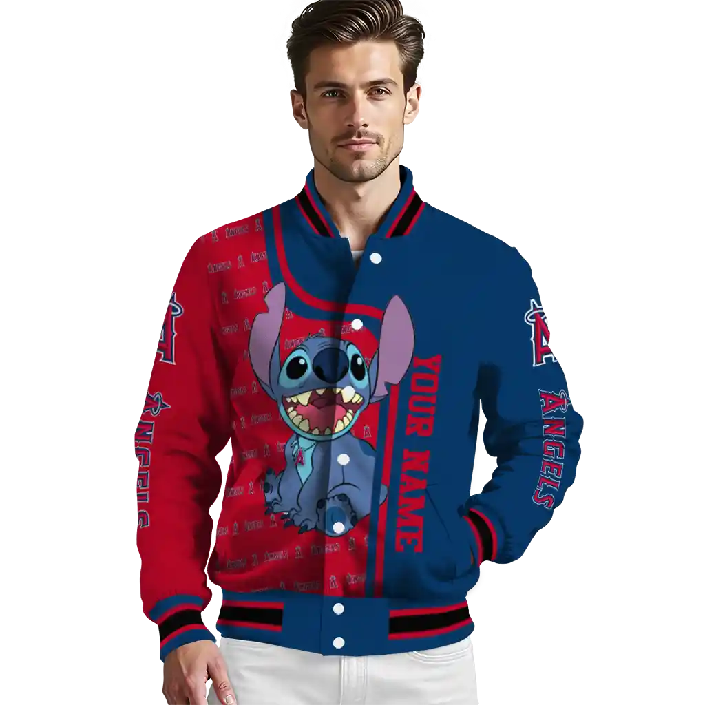 personalized los angeles angels stitch laughing blue varsity jacket high quality personalized los angeles angels stitch laughing blue varsity jacket high quality