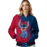 personalized los angeles angels stitch laughing blue varsity jacket best selling