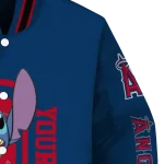 personalized los angeles angels stitch laughing blue varsity jacket best selling