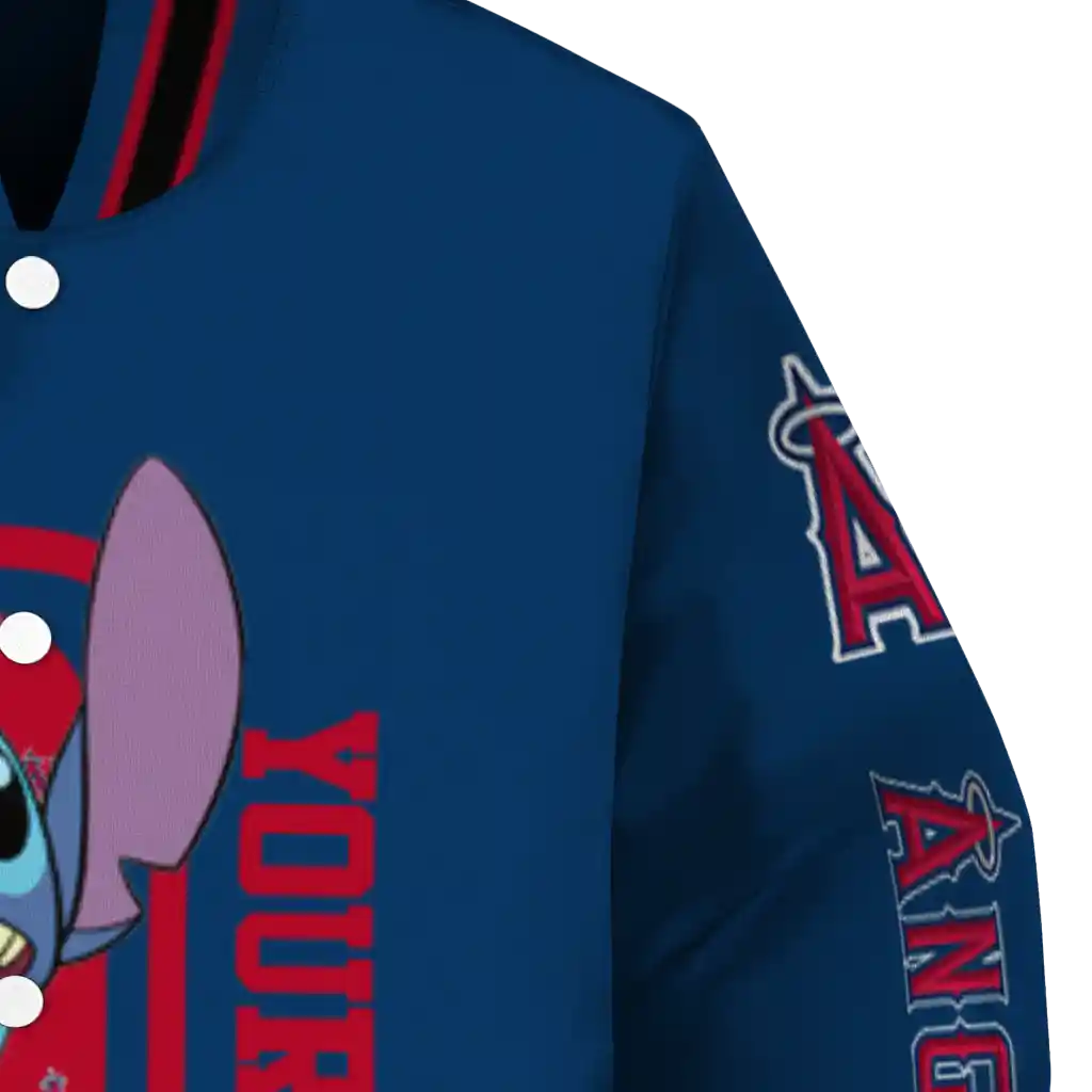 personalized los angeles angels stitch laughing blue varsity jacket premium grade personalized los angeles angels stitch laughing blue varsity jacket premium grade