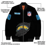 personalized los angeles chargers claw scratch black bomber jacket best selling