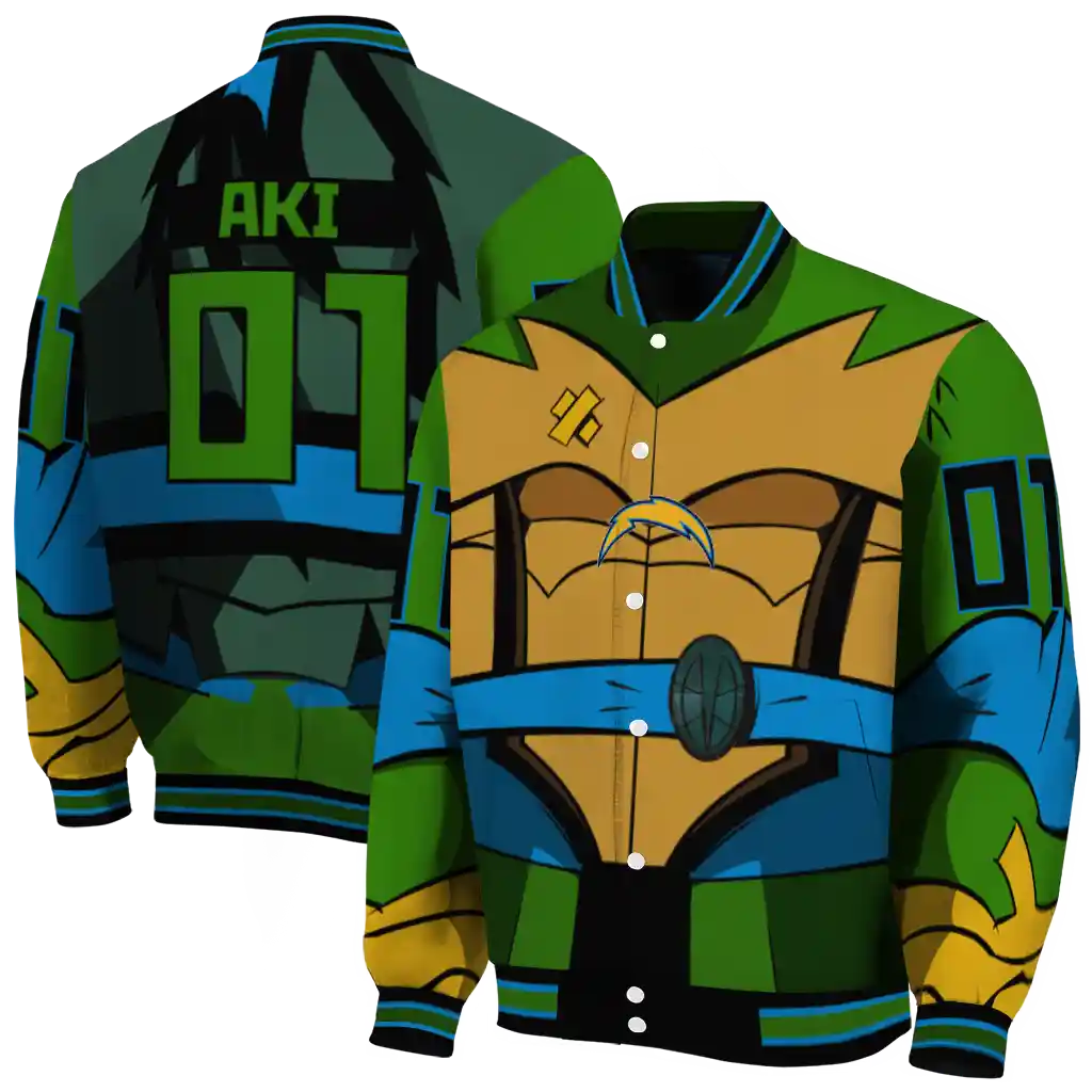 personalized los angeles chargers turtle armor varsity jacket fashion forward personalized los angeles chargers turtle armor varsity jacket fashion forward