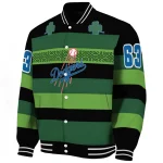 personalized los angeles dodgers clover green lines green black varsity jacket best selling