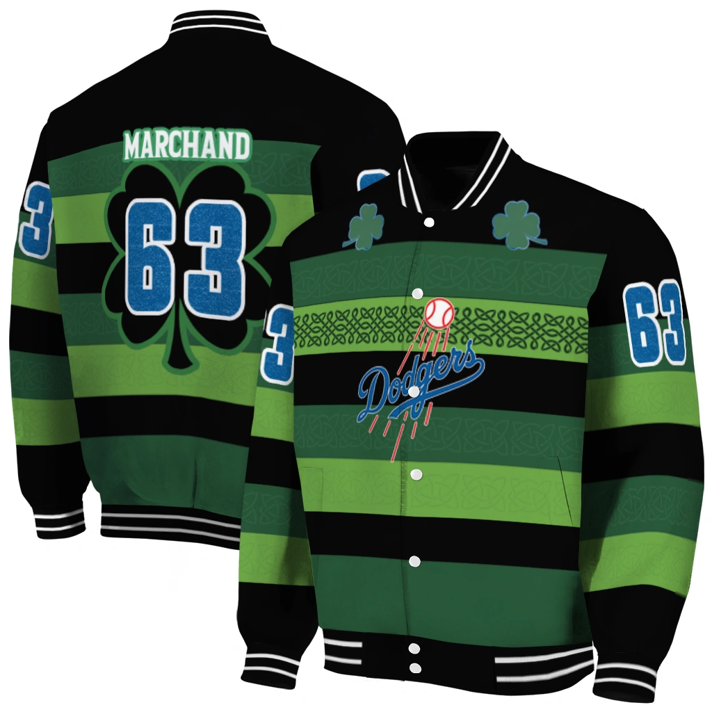 personalized los angeles dodgers clover green lines green black varsity jacket fashion forward personalized los angeles dodgers clover green lines green black varsity jacket fashion forward