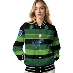 personalized los angeles dodgers clover green lines green black varsity jacket best selling
