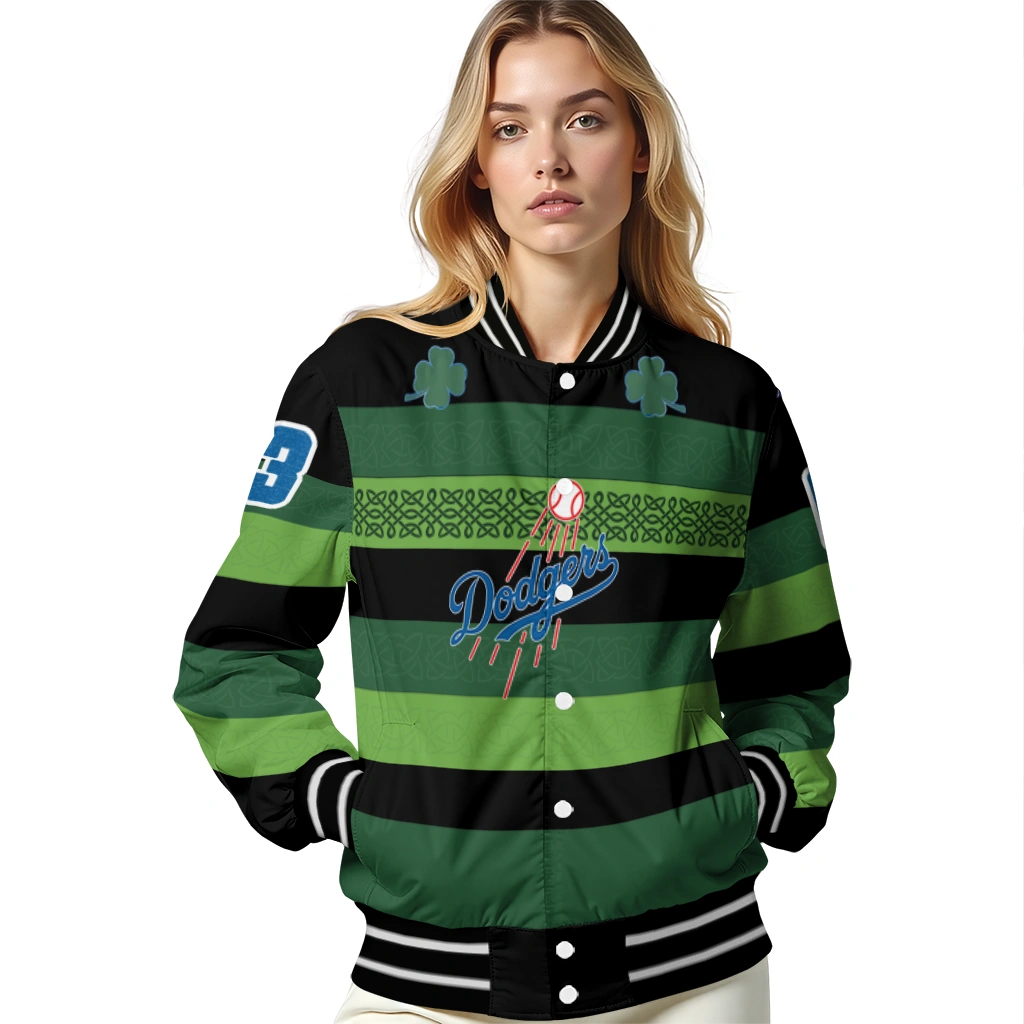 personalized los angeles dodgers clover green lines green black varsity jacket latest model personalized los angeles dodgers clover green lines green black varsity jacket latest model